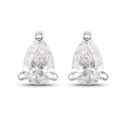 0.39 Carat Genuine White Diamond 14K White Gold Earrings