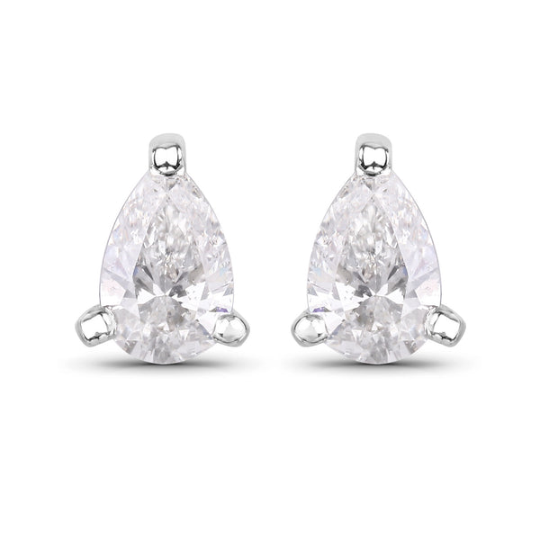 0.39 Carat Genuine White Diamond 14K White Gold Earrings