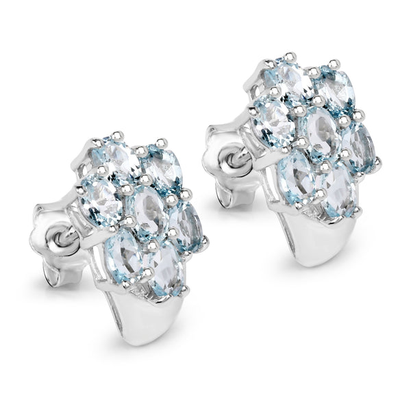 2.80 Carat Genuine Blue Topaz .925 Sterling Silver Earrings