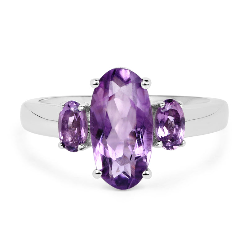 2.42 Carat Genuine Amethyst .925 Sterling Silver Ring