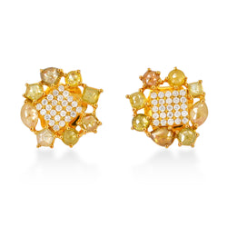 2.12ct Ice Diamond 18kt Solid Yellow Gold Stud Earrings Jewelry