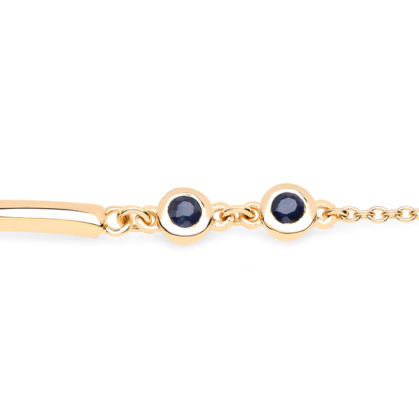 18K Yellow Gold Plated 0.24 Carat Genuine Blue Sapphire .925 Sterling Silver Bracelet