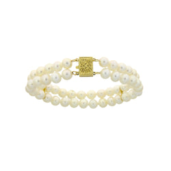 Natural FW Pearl Bracelet 14KT Yellow Gold