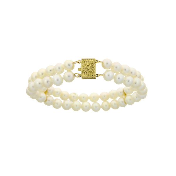 Natural FW Pearl Bracelet 14KT Yellow Gold