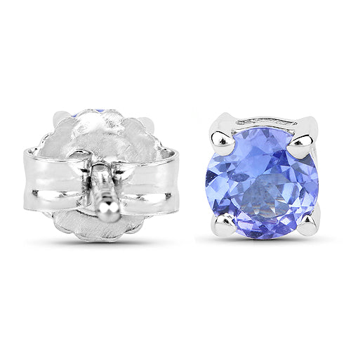 0.70 Carat Genuine Tanzanite .925 Sterling Silver Earrings