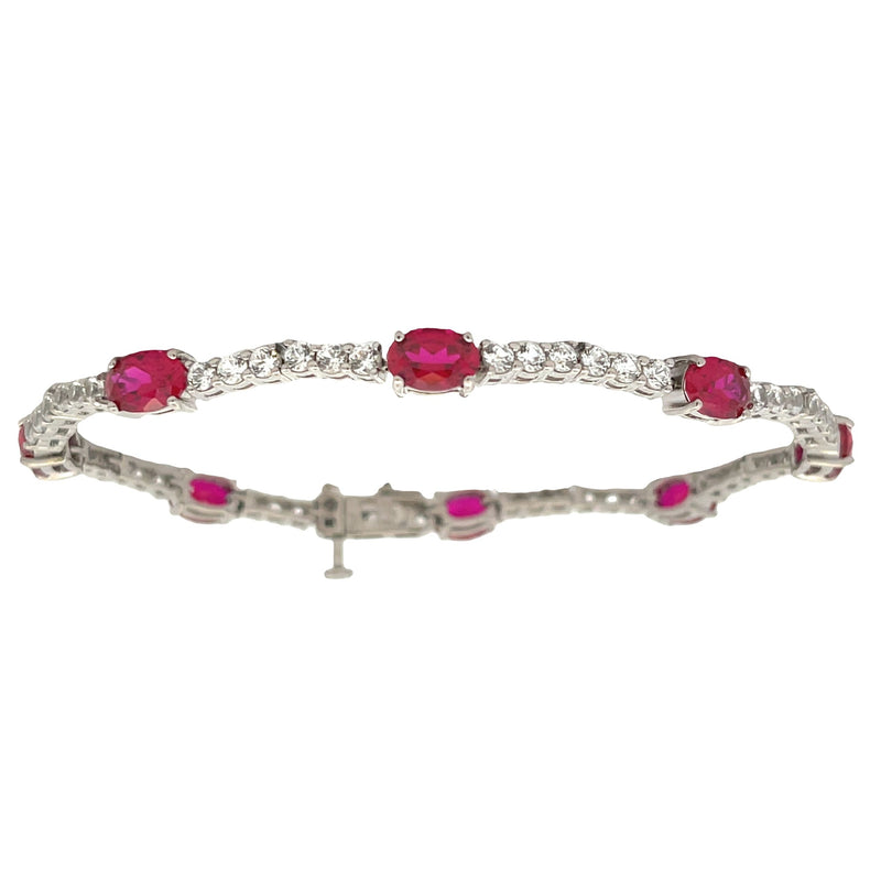 11.50ct Created Ruby Tennis Bracelet Sterling Silver