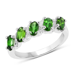 1.10 Carat Genuine Chrome Diopside .925 Sterling Silver Ring