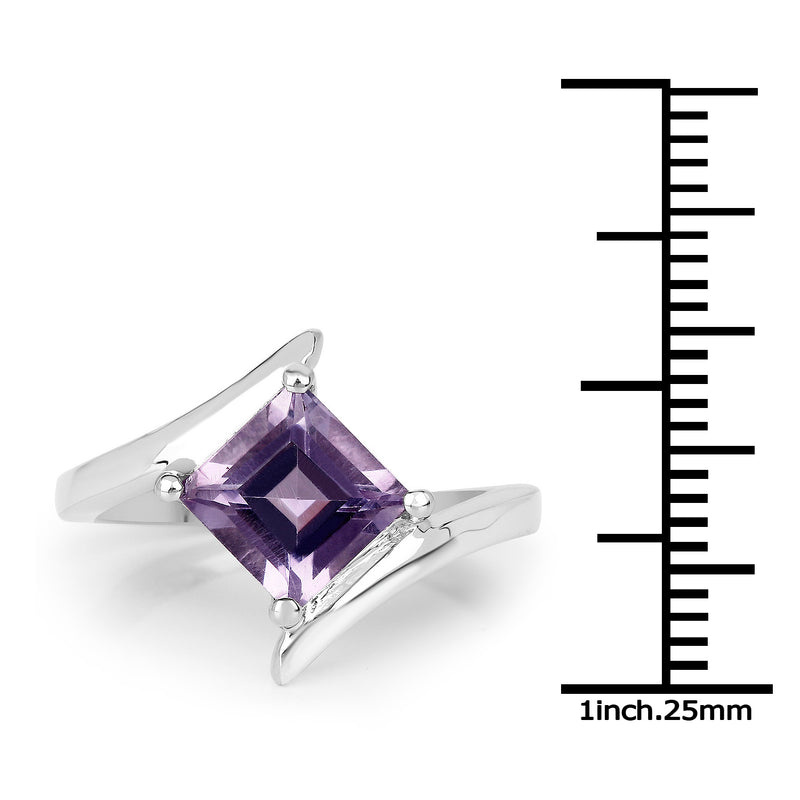 1.50 Carat Genuine Amethyst .925 Sterling Silver Ring