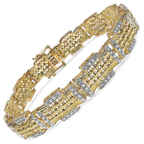 14K Yellow Gold Plated 0.50 Carat Genuine Diamond .925 Sterling Silver Bracelet