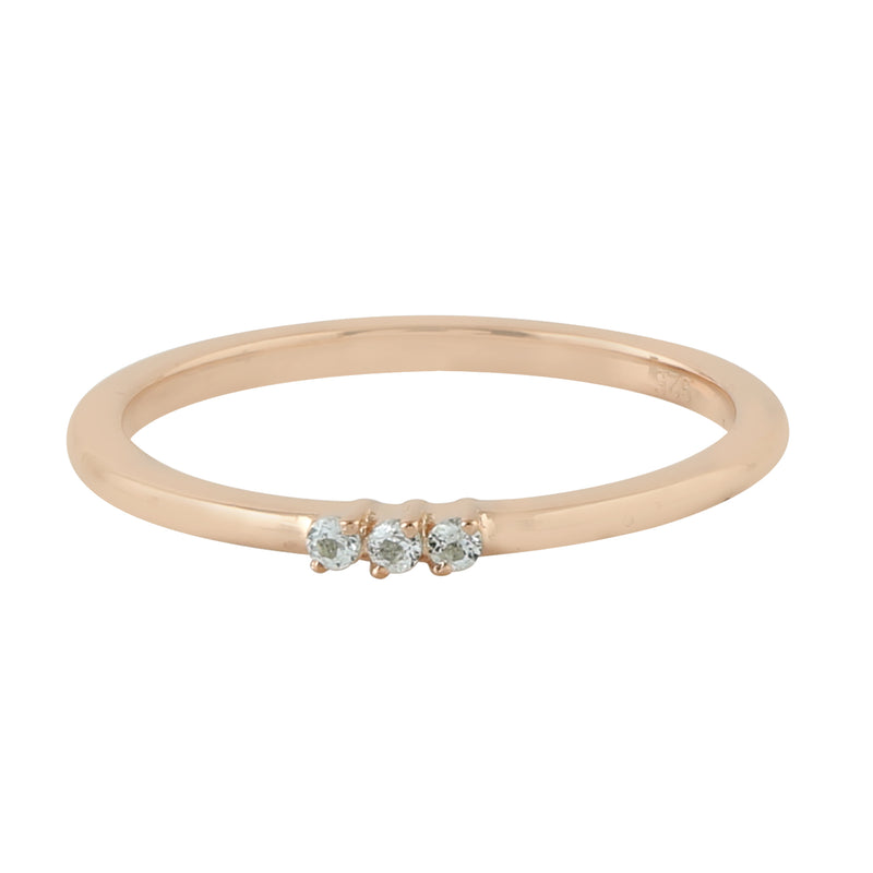 0.06ct White Topaz Band Ring 925 Sterling Silver Jewelry