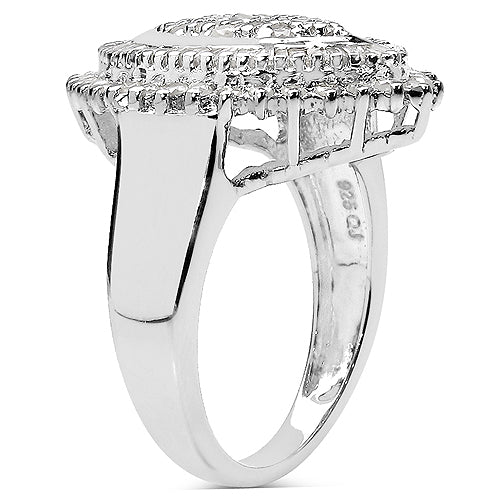 1.31 Carat Genuine White Diamond .925 Sterling Silver Ring