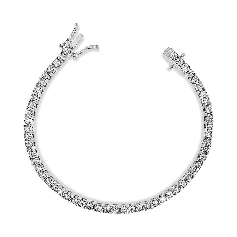 14K White Gold 3.0 Cttw Miracle Set Round-Cut Lab Grown Diamond Illusion 7" Tennis Bracelet (F-G Color VS2-SI1 Clarity)