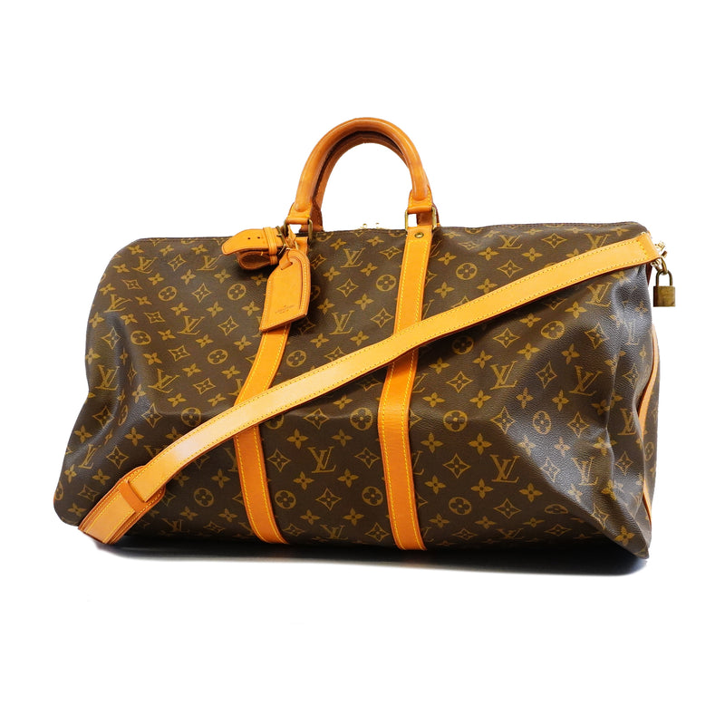 Auth Louis Vuitton Monogram Keepol Band Lier 55 M41414 Unisex Boston Bag