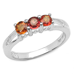 0.54 Carat Genuine Orange Sapphire .925 Sterling Silver Ring