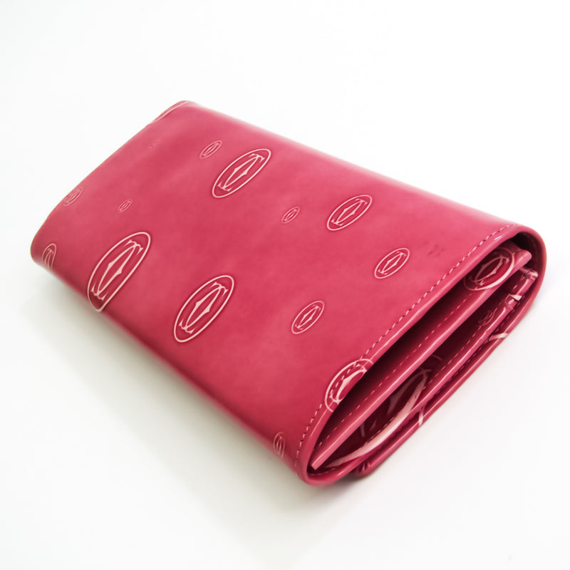 Cartier Happy Birthday L3001282 Womens Enamel Leather Long Wallet (bi-fold) Pink