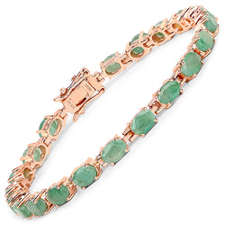 14K Rose Gold Plated 9.24 Carat Genuine Emerald .925 Sterling Silver Bracelet