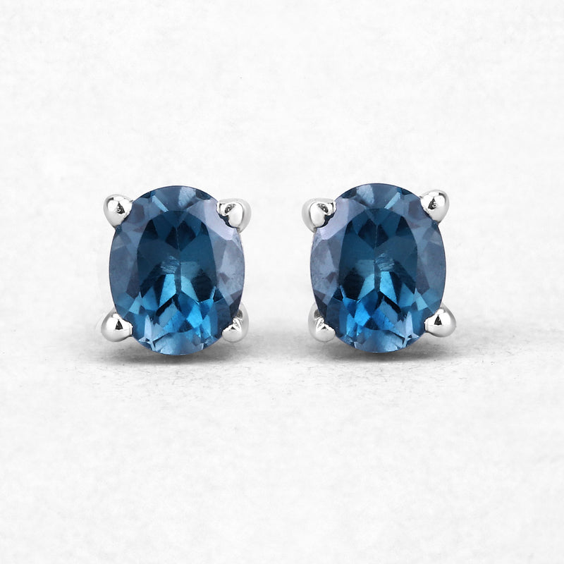 0.80 Carat Genuine London Blue Topaz .925 Sterling Silver Earrings