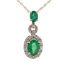 .08ct Emerald Diamond Fashion Pendants 14KT Yellow Gold