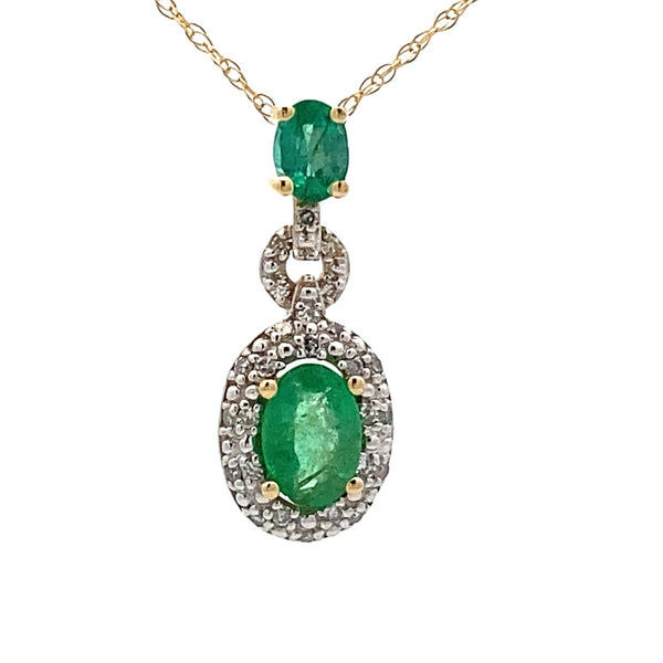 .08ct Emerald Diamond Fashion Pendants 14KT Yellow Gold