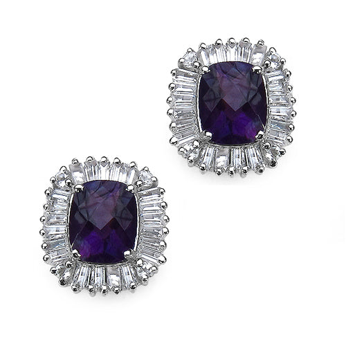 6.10 ct. t.w. Amethyst and White Topaz Earrings in Sterling Silver