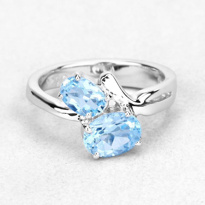 2.55 Carat Genuine Blue Topaz .925 Sterling Silver Ring