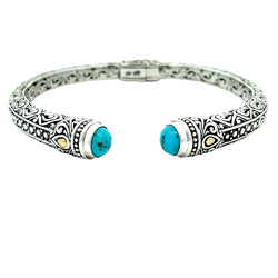 Turquoise Bangle Bracelet Sterling Silver 18KT Gold