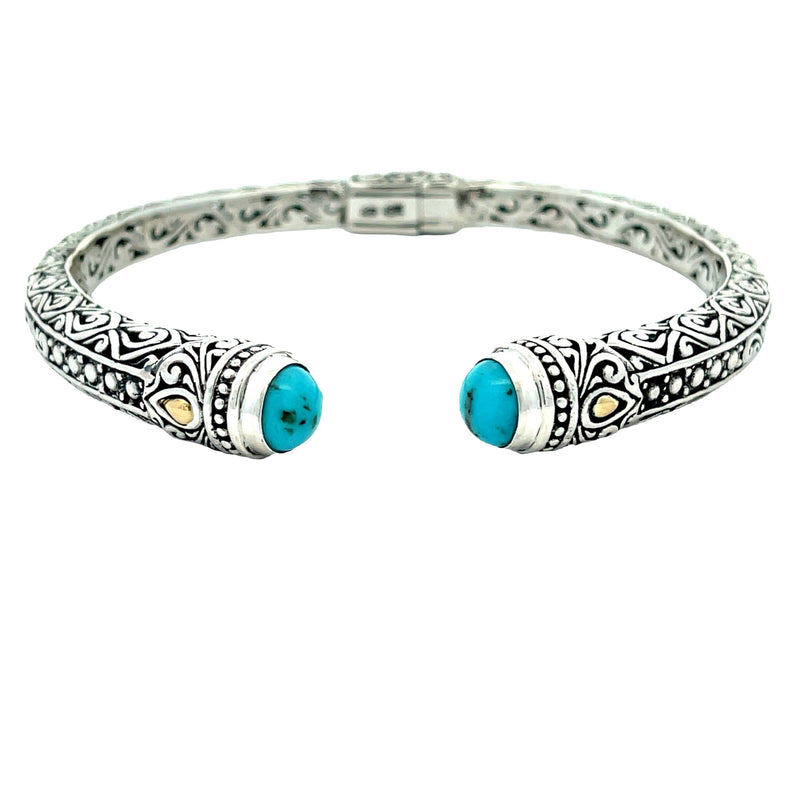 Turquoise Bangle Bracelet Sterling Silver 18KT Gold