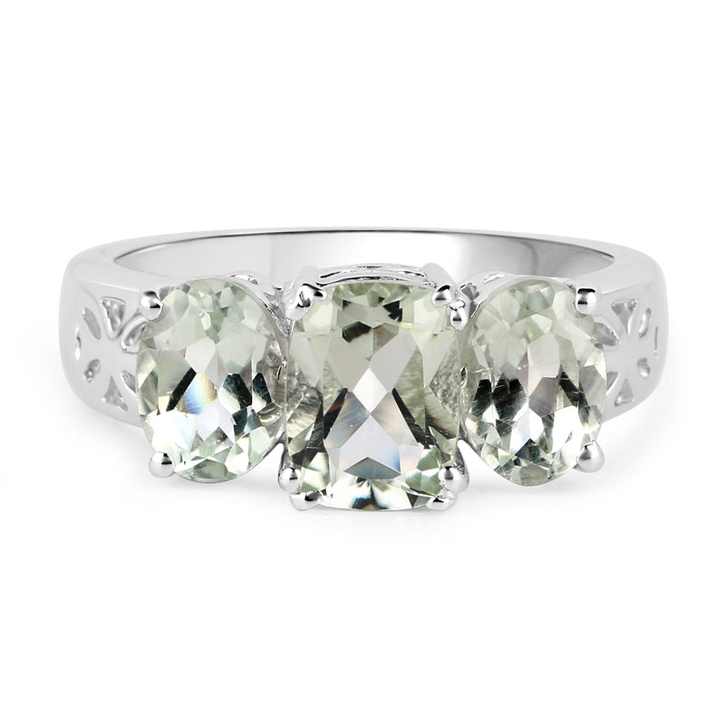 2.60 Carat Genuine Green Amethyst .925 Sterling Silver Ring