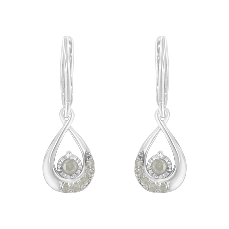 .925 Sterling-Silver 1/5 cttw Miracle-Set Round Diamond Drop and Dangle Hoop Earring (I-J Color, I3 Clarity)