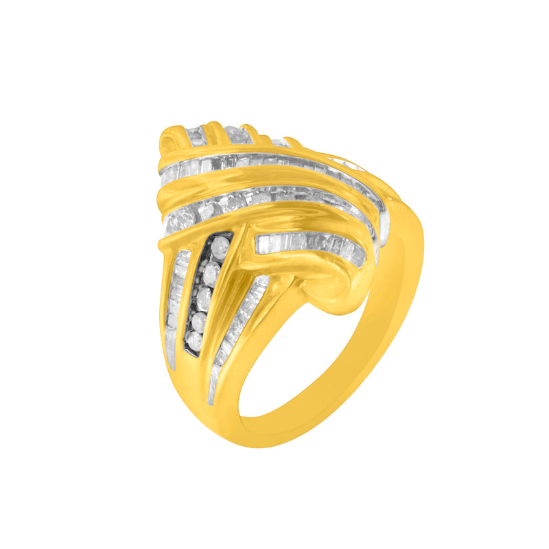 10K Yellow Gold Diamond Bypass Ring (1.0 cttw, H-I Color, I2-I3 Clarity)