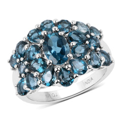 4.24 Carat Genuine London Blue Topaz .925 Sterling Silver Ring