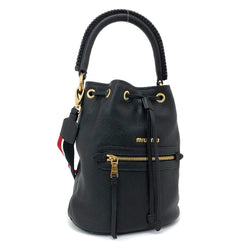 Miu Miu Miu Shoulder Bag Bucket 5BE027 Leather Black Womens MIUMIU
