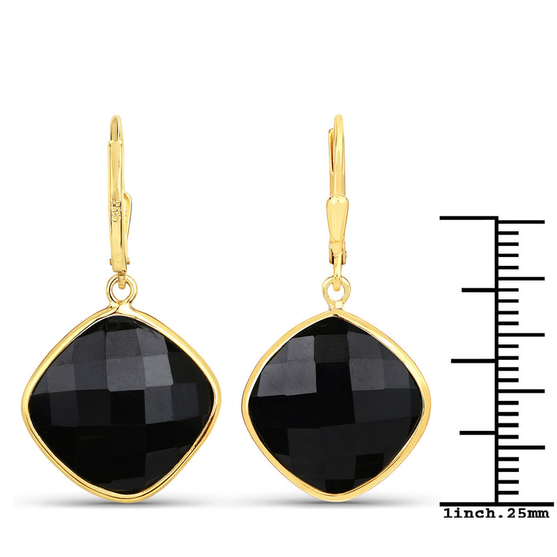 19.54 Carat Genuine Black Onyx .925 Sterling Silver Earrings