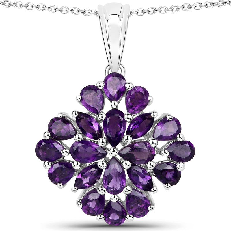 3.16 Carat Genuine Amethyst .925 Sterling Silver Pendant