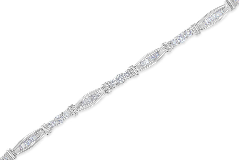 10K White Gold Geometric Pattern Diamond Tennis Bracelet (3 cttw, H-I Color, SI2-I1 Clarity)