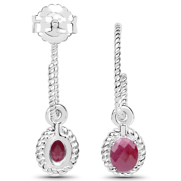 0.82 Carat Genuine Ruby .925 Sterling Silver Earrings