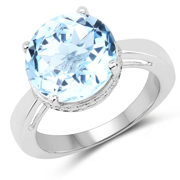 6.50 Carat Genuine Blue Topaz .925 Sterling Silver Ring