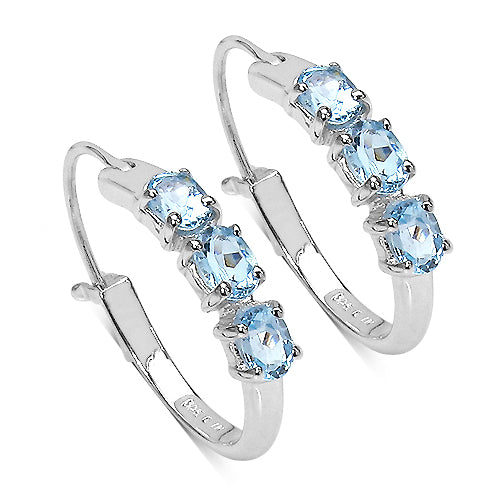 1.20 Carat Genuine Blue Topaz .925 Sterling Silver Earrings