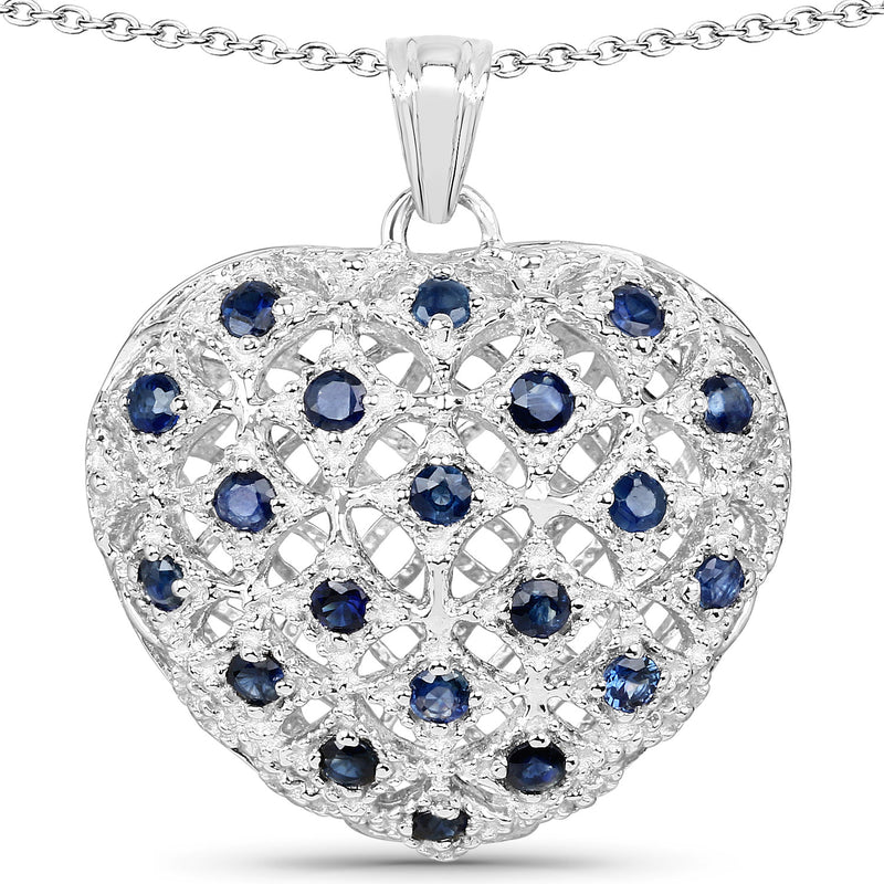 0.80 Carat Genuine Blue Sapphire .925 Sterling Silver Pendant