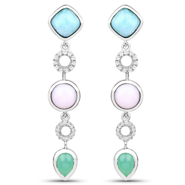 7.07 Carat Genuine Multi Stone .925 Sterling Silver Earrings