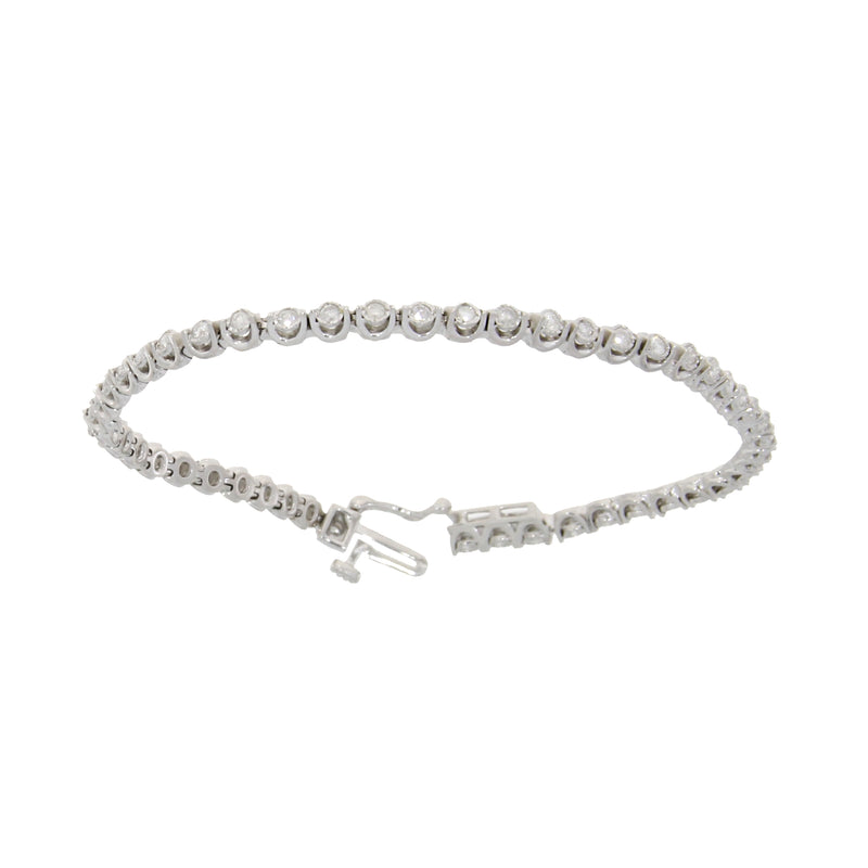 Natural 1.00ct Diamond Tennis Bracelet Sterling Silver