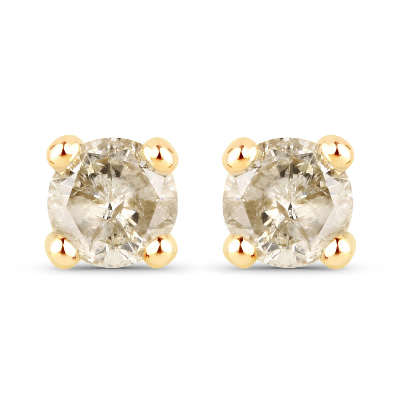 0.59 Carat Genuine TTLB Diamond 14K Yellow Gold Earrings