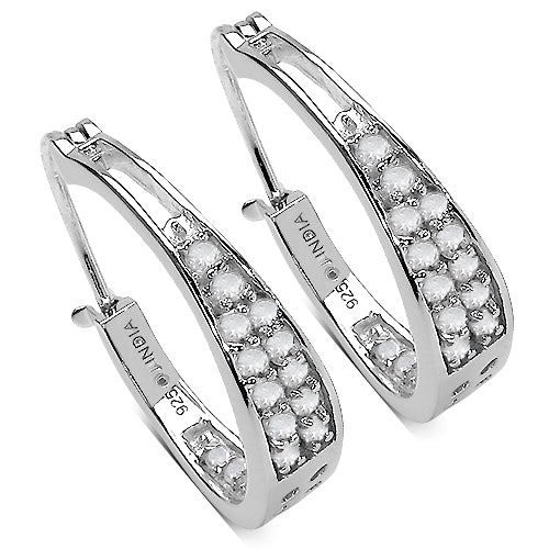 0.69 Carat Genuine White Diamond .925 Sterling Silver Earrings