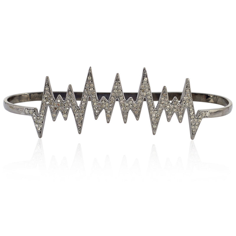 Designer Palm Bracelet Pave Diamond 925 Sterling Silver Jewelry