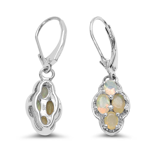 1.08 Carat Genuine Opal .925 Sterling Silver Earrings