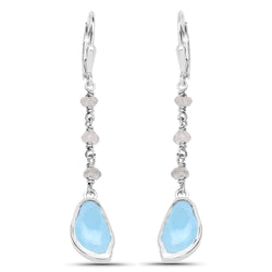 5.53 Carat Genuine Aquamarine and Labradorite .925 Sterling Silver Earrings