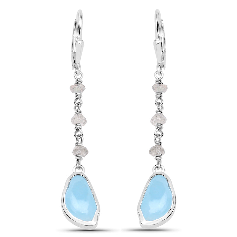 5.53 Carat Genuine Aquamarine and Labradorite .925 Sterling Silver Earrings