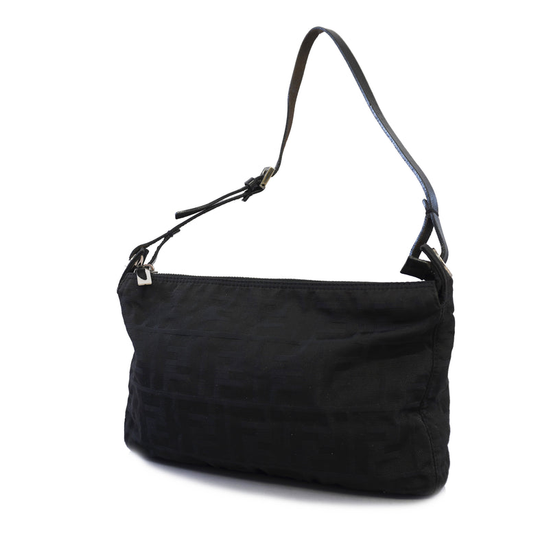 Auth Fendi Zucca Handbag Womens Nylon Canvas HandbagShoulder Bag Black