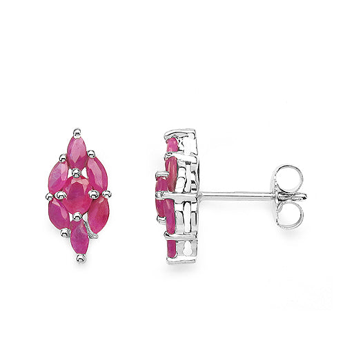 1.94 Carat Genuine Ruby .925 Sterling Silver Earrings