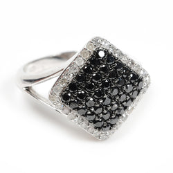 Black Diamond Pave Designer Fine Ring Sterling Silver Anniversary Jewelry